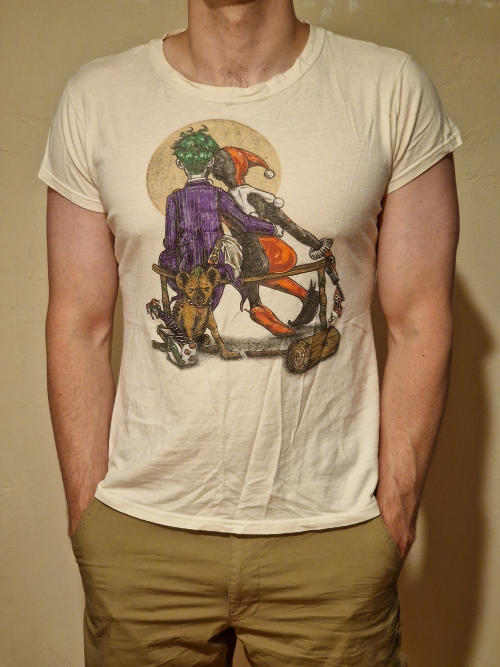 Tultex Cream Graphic Tee with Joker & Harley Artwork